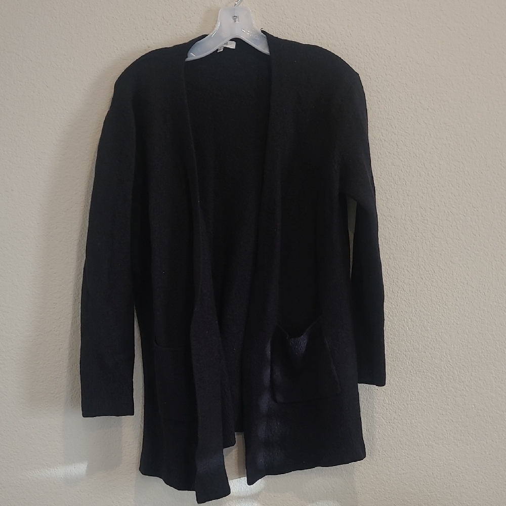 Madewell Women's Black Wool Blend Open Front Cardigan Sweater Size M